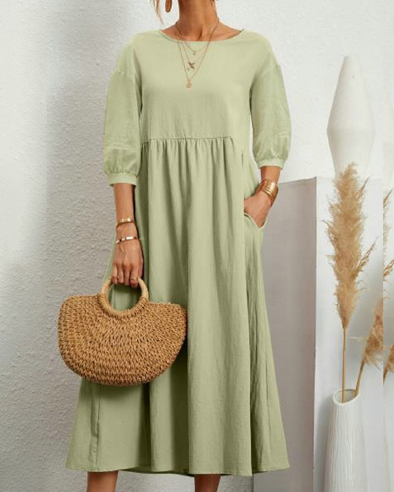 Maud | Women's Lantern Sleeve Midi Summer Dress