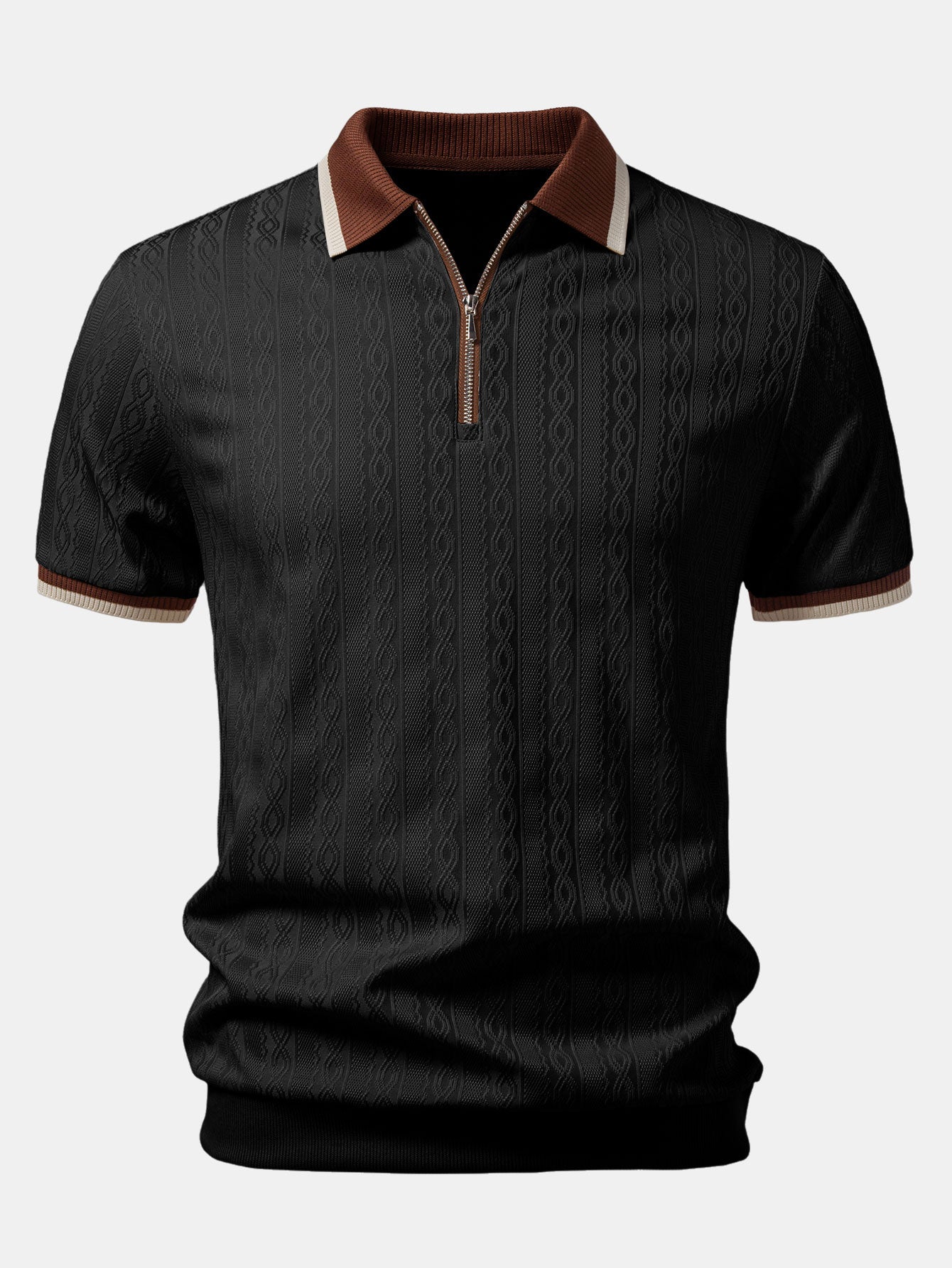 Wilfred | Men's Contrast Trim Zip Polo Shirt