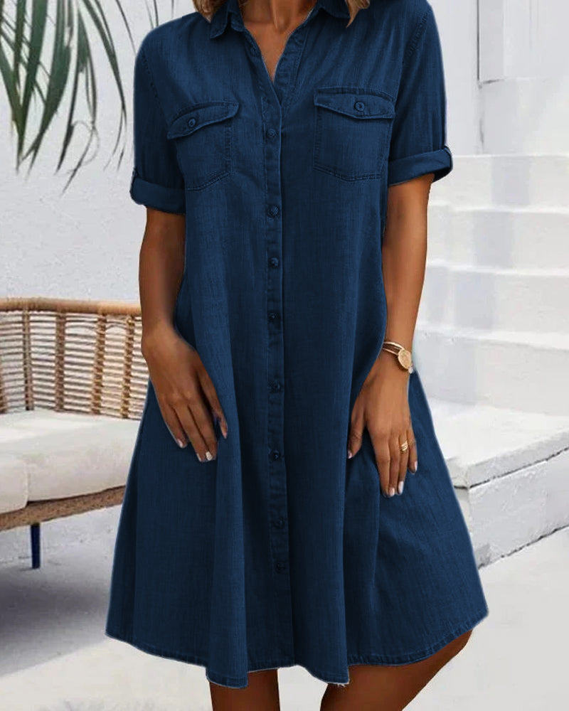 Agnes | Women's Collared Button-Front Midi Summer Dress
