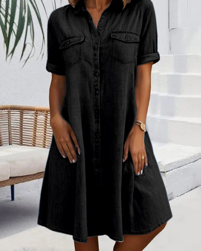 Agnes | Women's Collared Button-Front Midi Summer Dress