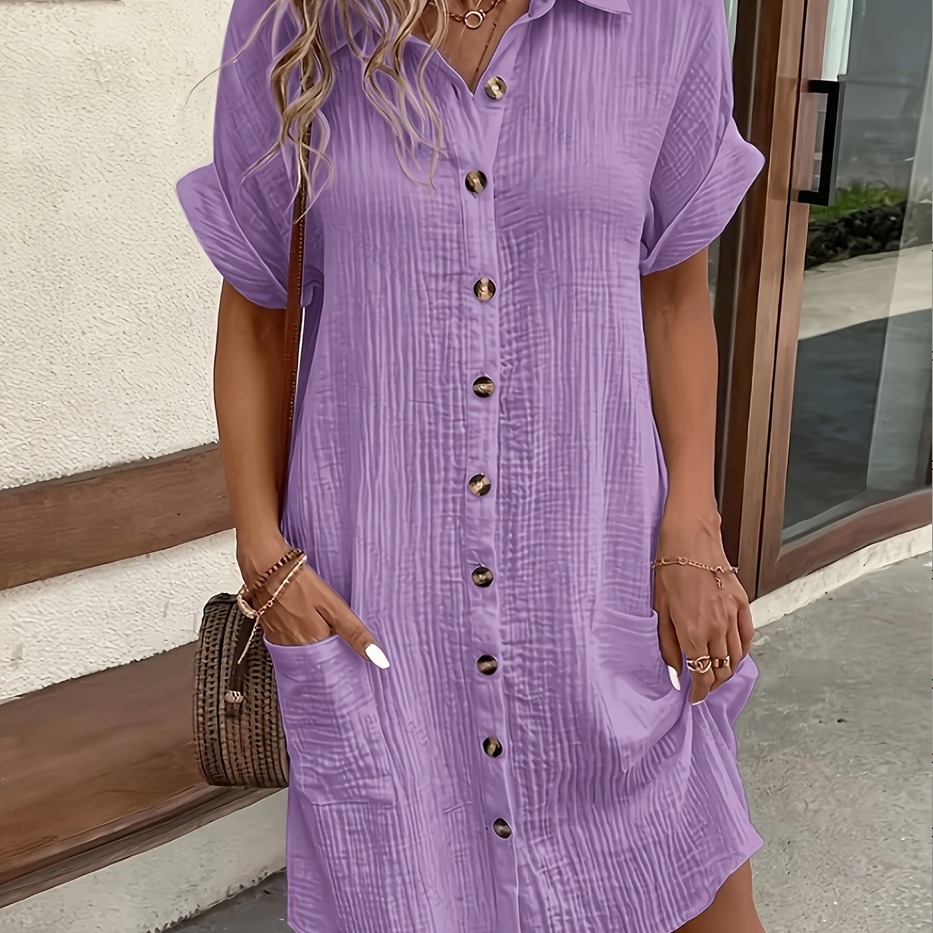 Etta | Women's Button-Up Collared Midi Summer Dress