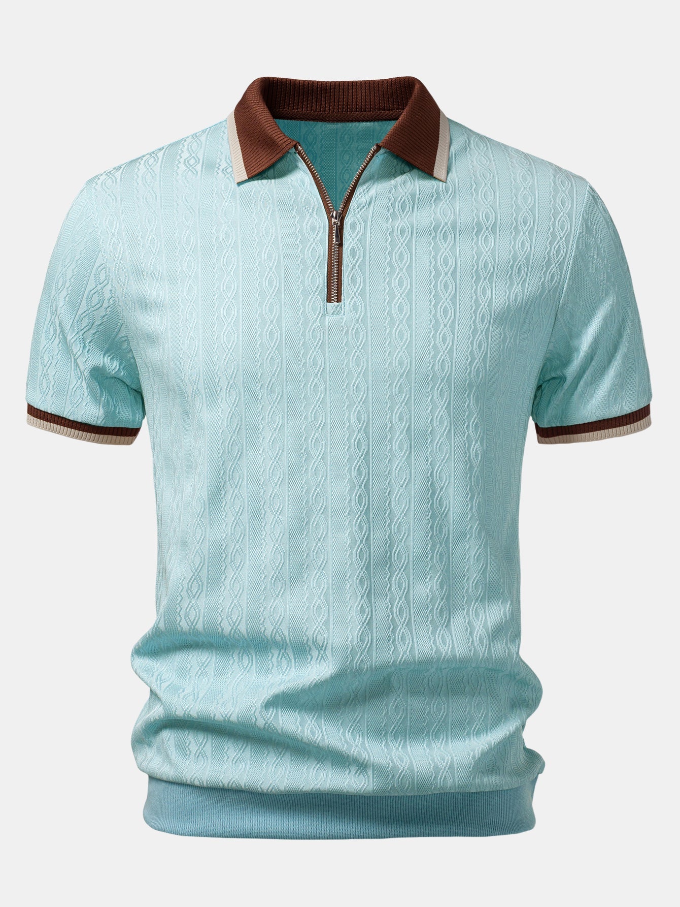Wilfred | Men's Contrast Trim Zip Polo Shirt