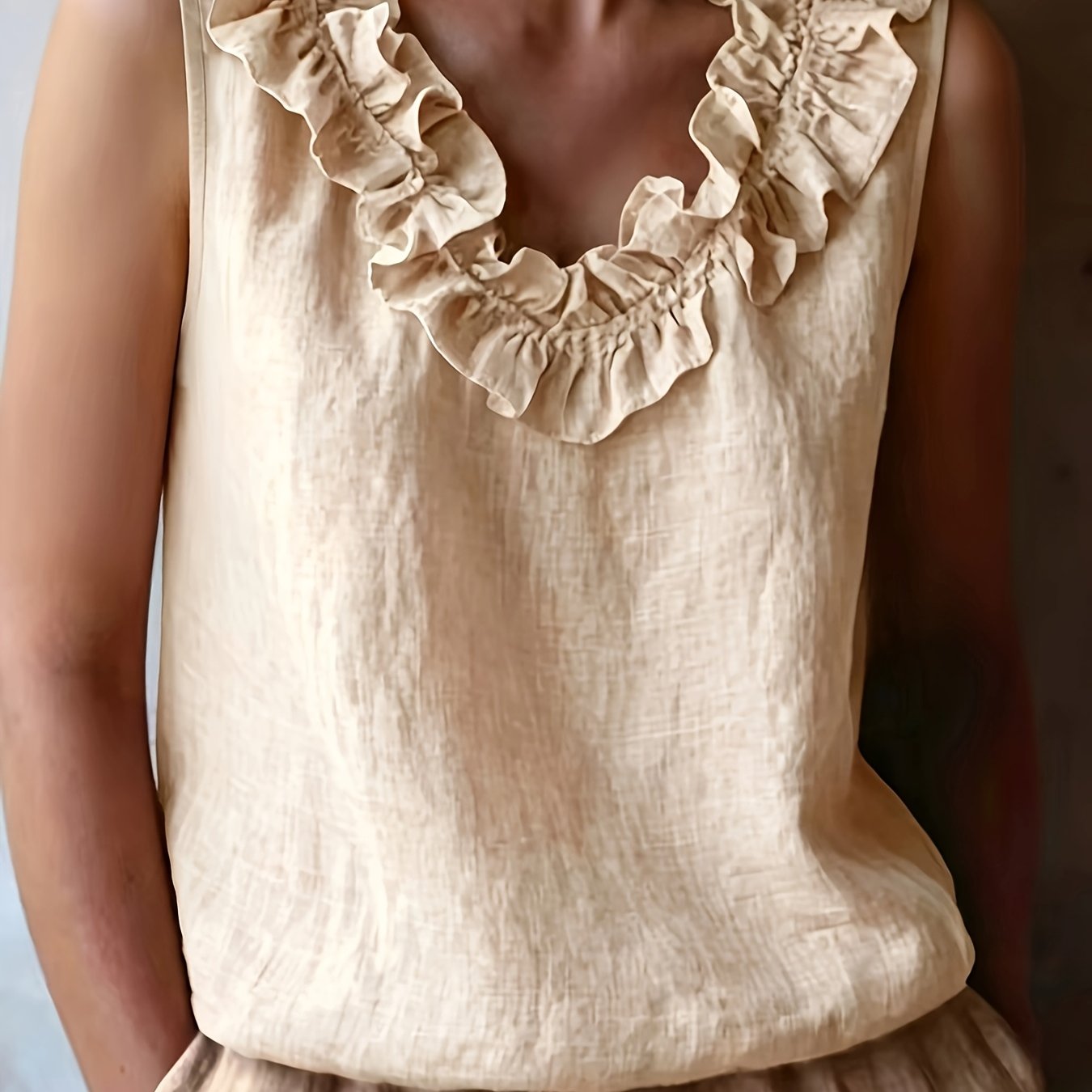 Effie | Women's Ruffle Sleeveless Summer Blouse