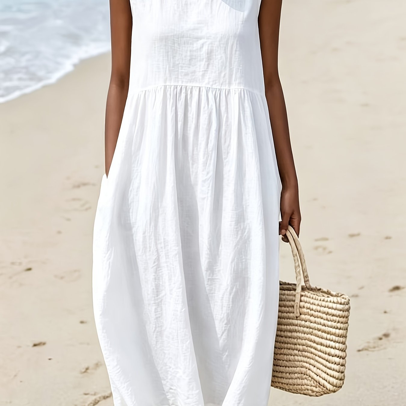 Cora | Women's Sleeveless Pocket Midi Summer Dress