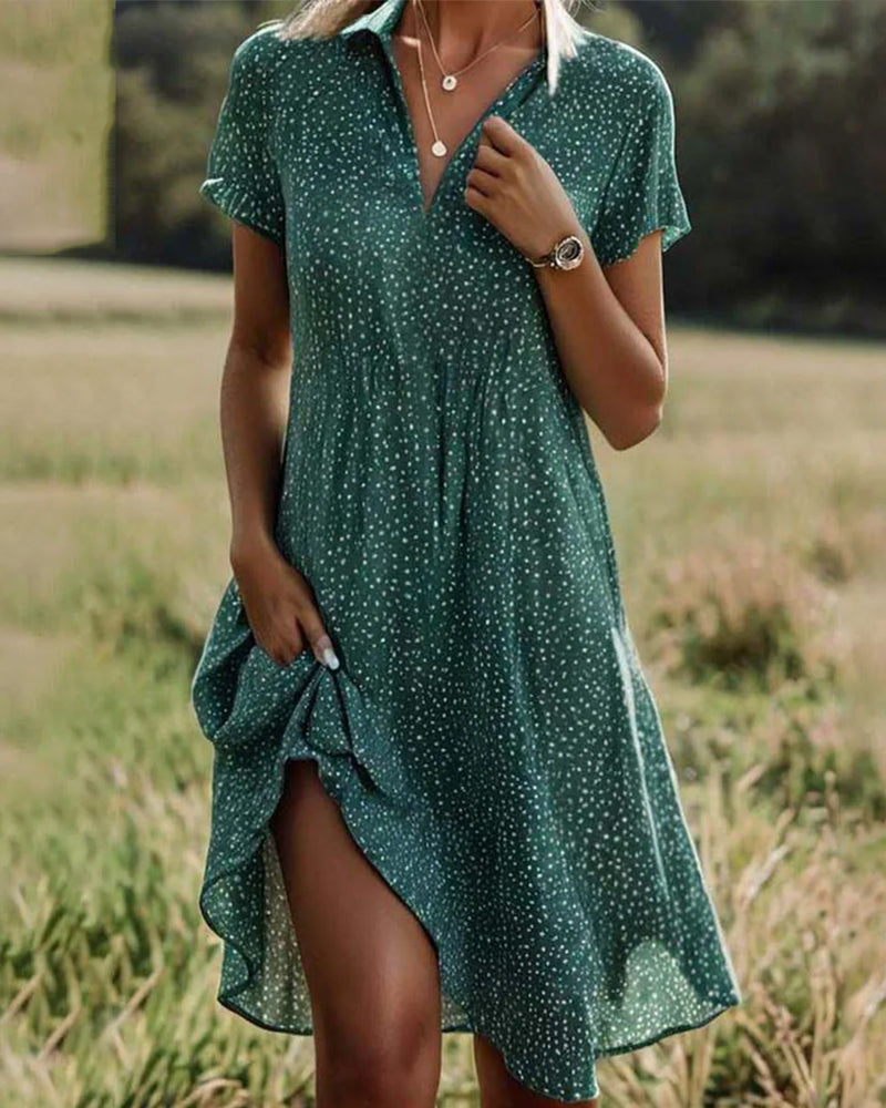 Lavinia | Women's Polka Dot Collared Shift Midi Dress