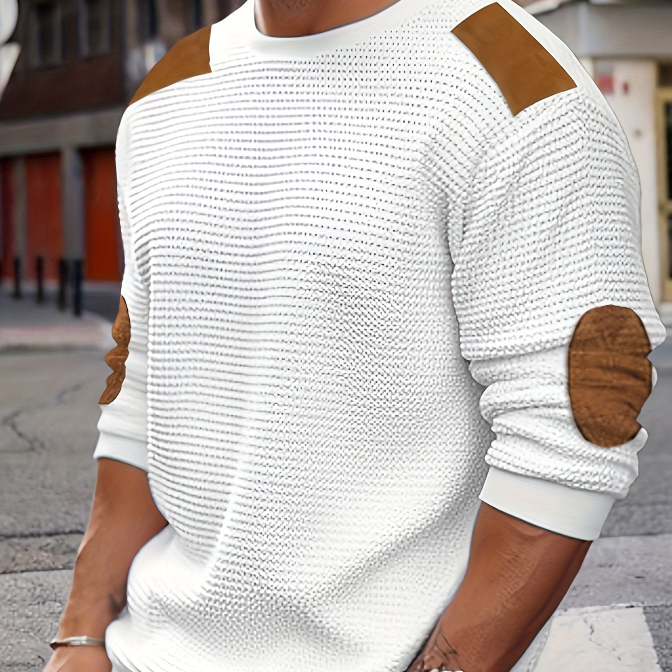 Aaron | Men's Textured Elbow-Patch Pullover