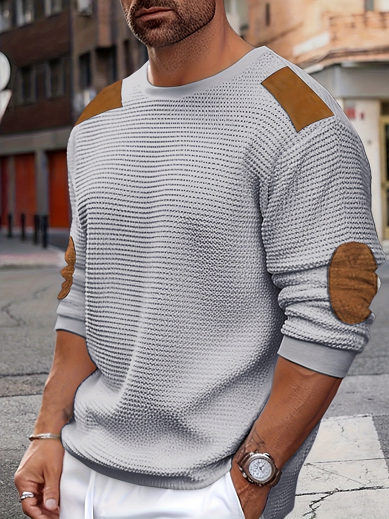 Aaron | Men's Textured Elbow-Patch Pullover