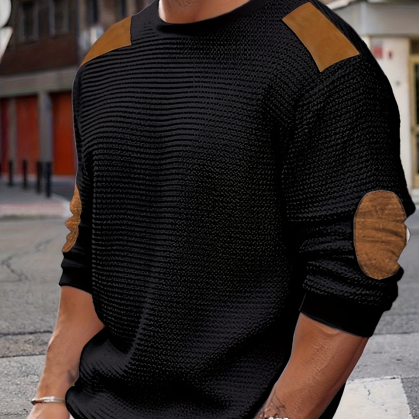 Aaron | Men's Textured Elbow-Patch Pullover