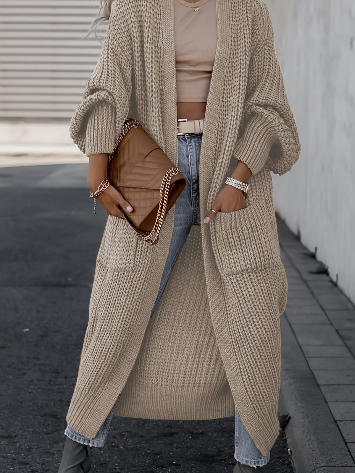 Amelia | Women's Deep V-Neck Ribbed Knit Open Front Cardigan