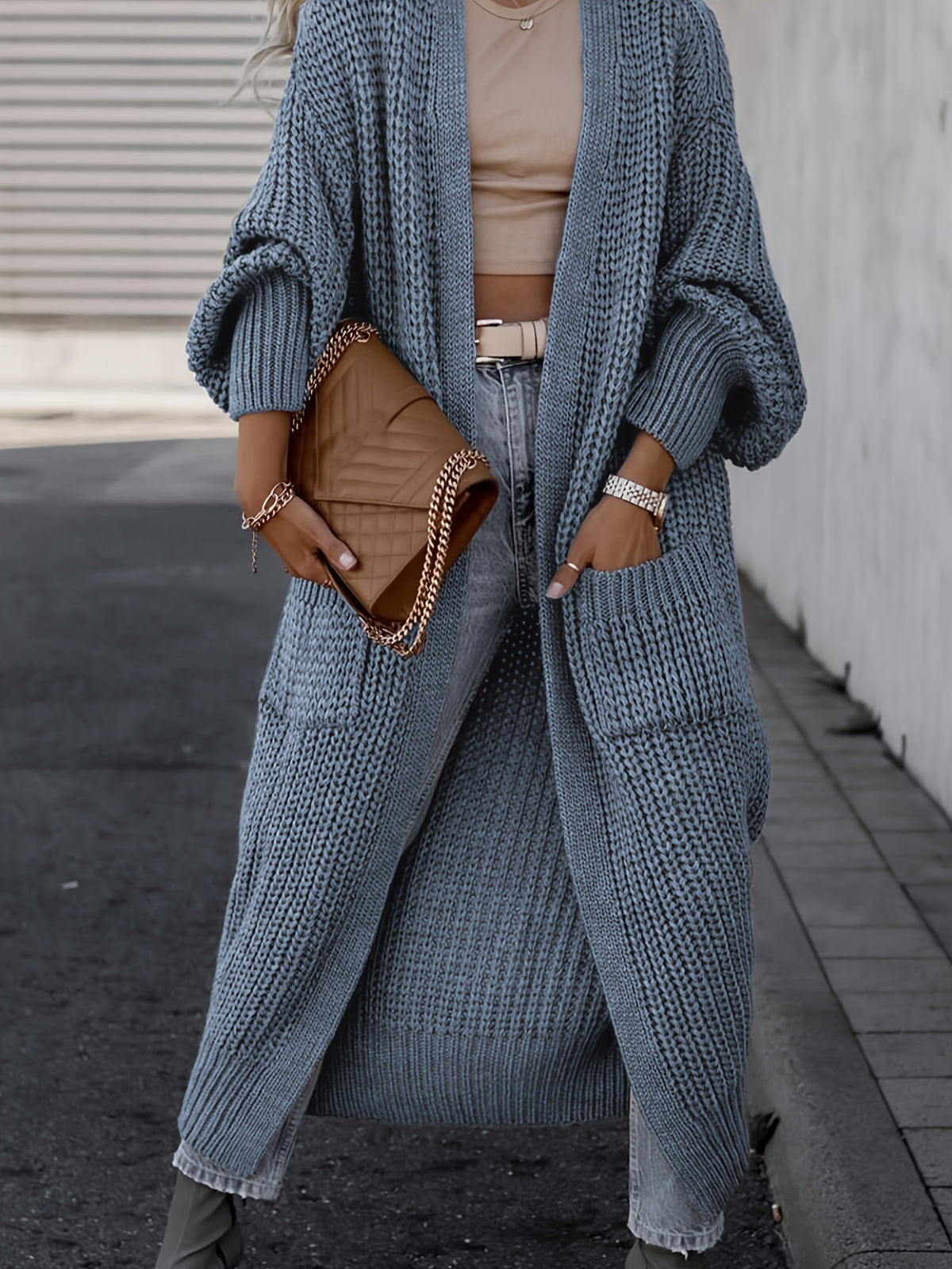 Amelia | Women's Deep V-Neck Ribbed Knit Open Front Cardigan