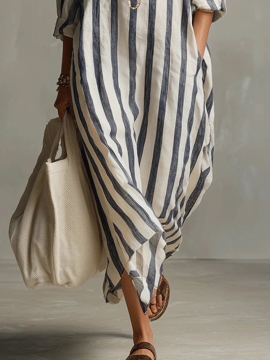 Araminta | Women's Striped Long Sleeve Maxi Summer Dress