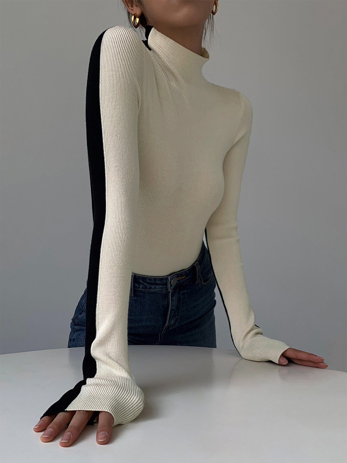 Bridget | Women's Two-Tone Long Sleeve Top