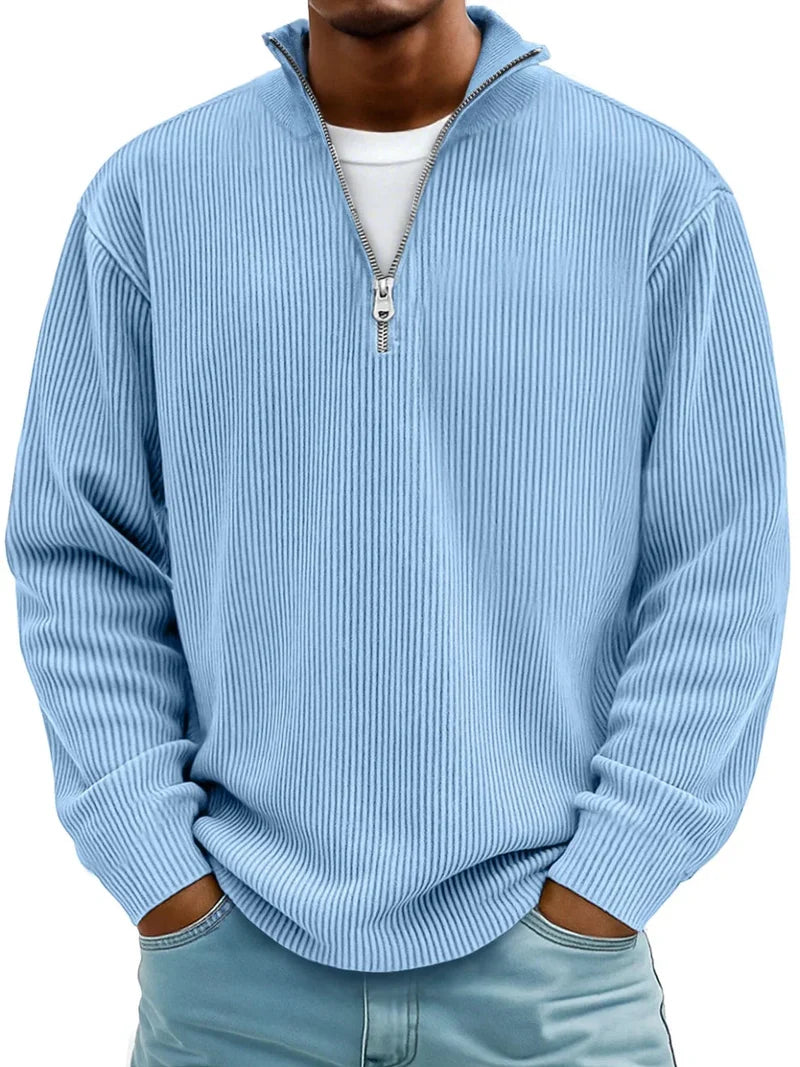 Alistair | Men's Ribbed Quarter Zip Long Sleeve Top