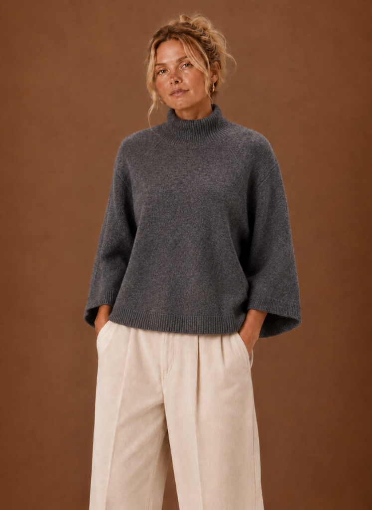 Edith | Women's Mock Neck Bell Sleeve Jumper