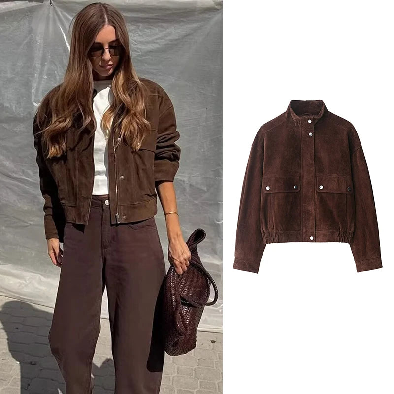 Eleanor | Women's Cropped Autumn Bomber Jacket
