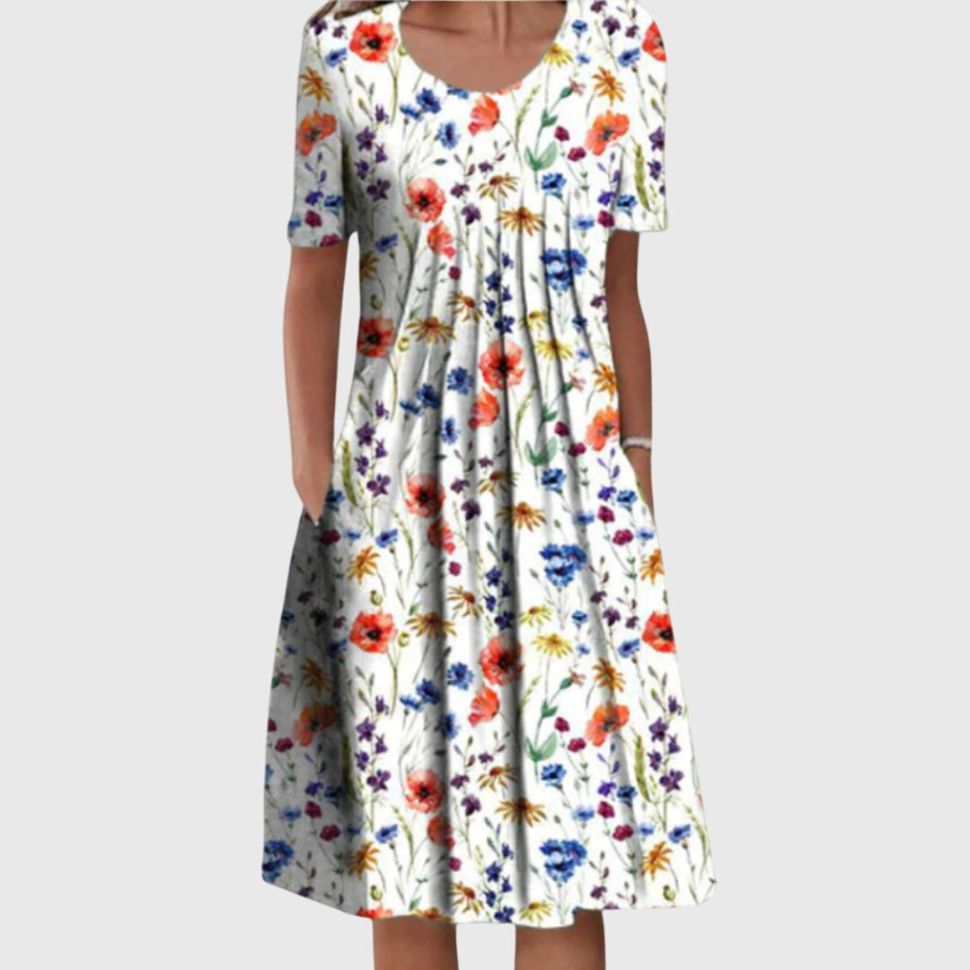 Florence | Women's Round Neck Printed Maxi Summer Dress