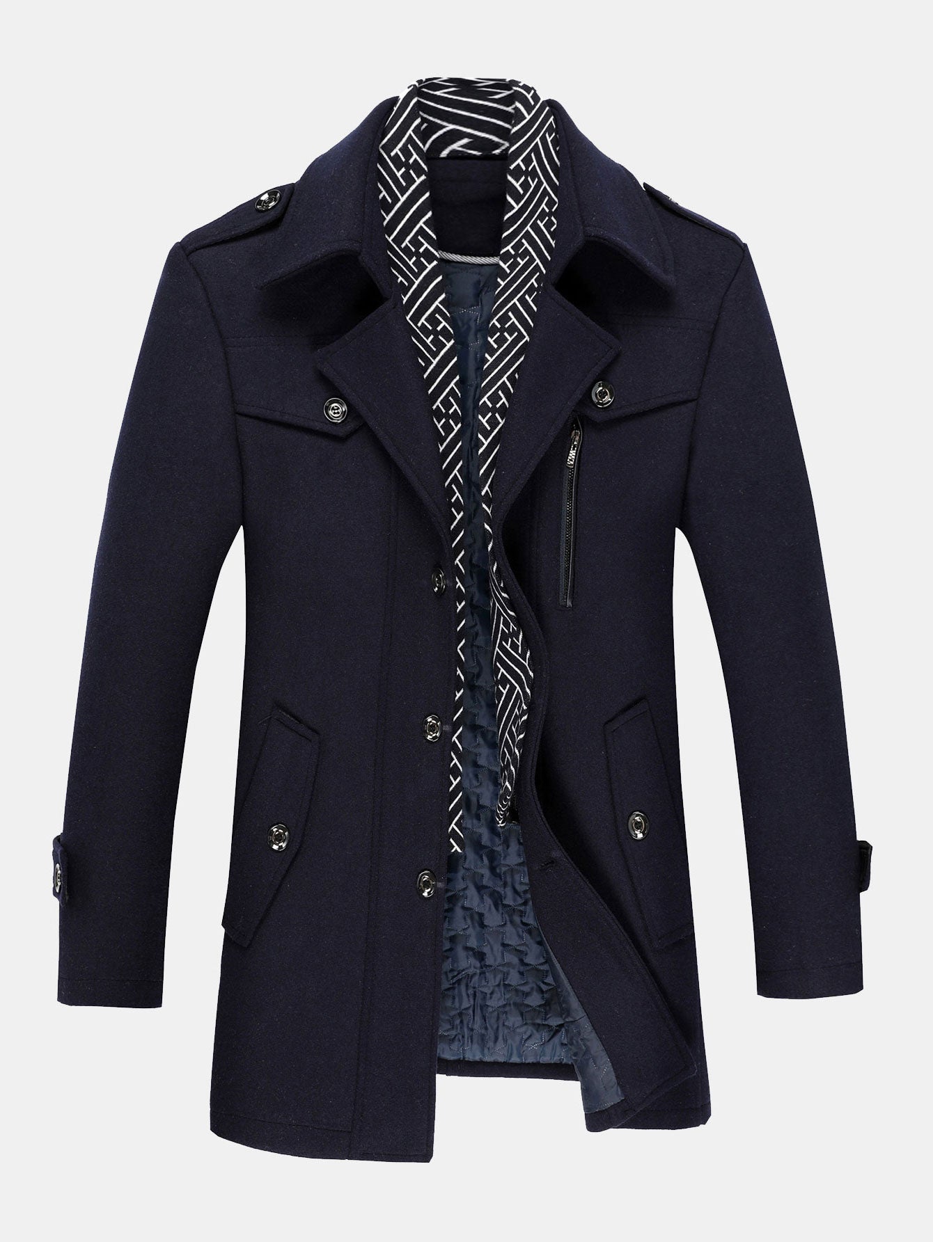 Frederick | Men's Removable Collar Wool Blend Overcoat