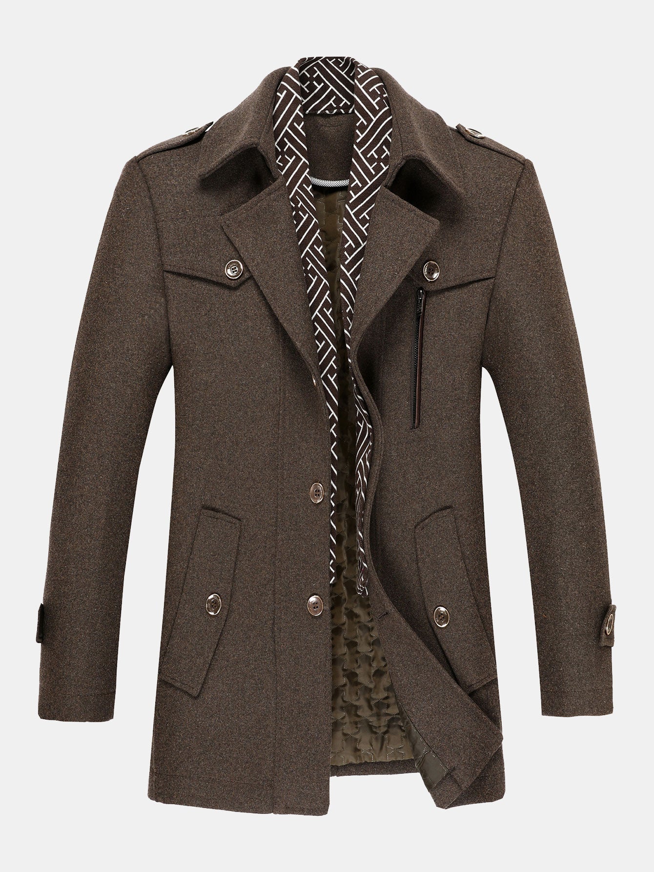 Frederick | Men's Removable Collar Wool Blend Overcoat