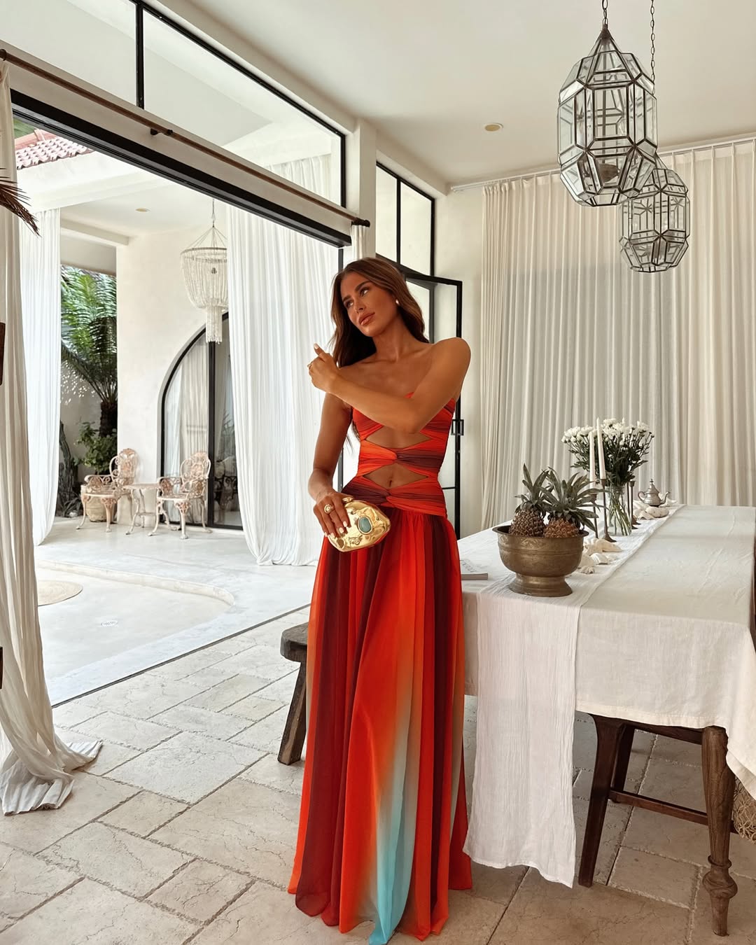 Wren | Women’s Strapless Mesh Cut-Out Maxi Dress