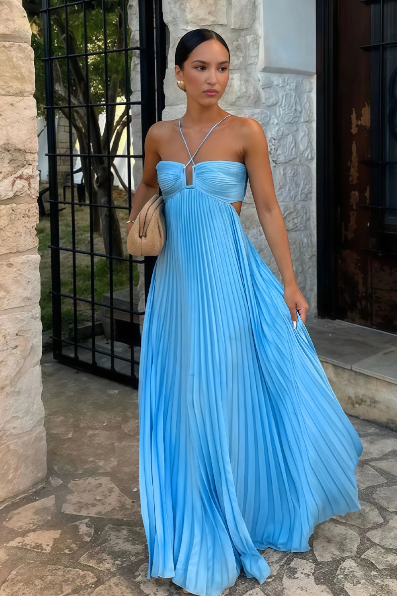 Luella | Women’s Halter Pleated Maxi Dress