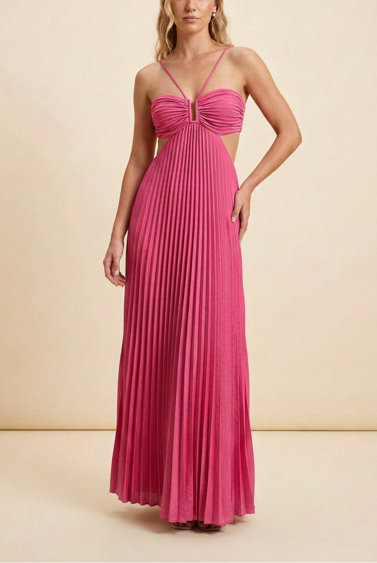 Luella | Women’s Halter Pleated Maxi Dress