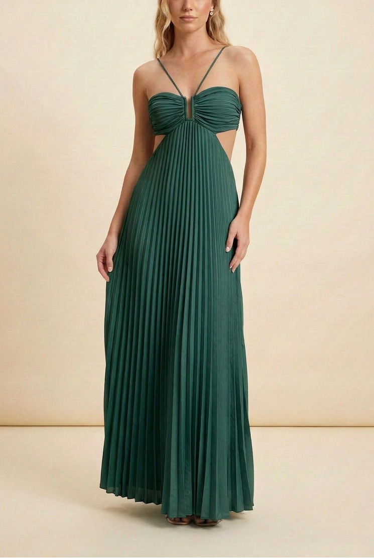 Luella | Women’s Halter Pleated Maxi Dress