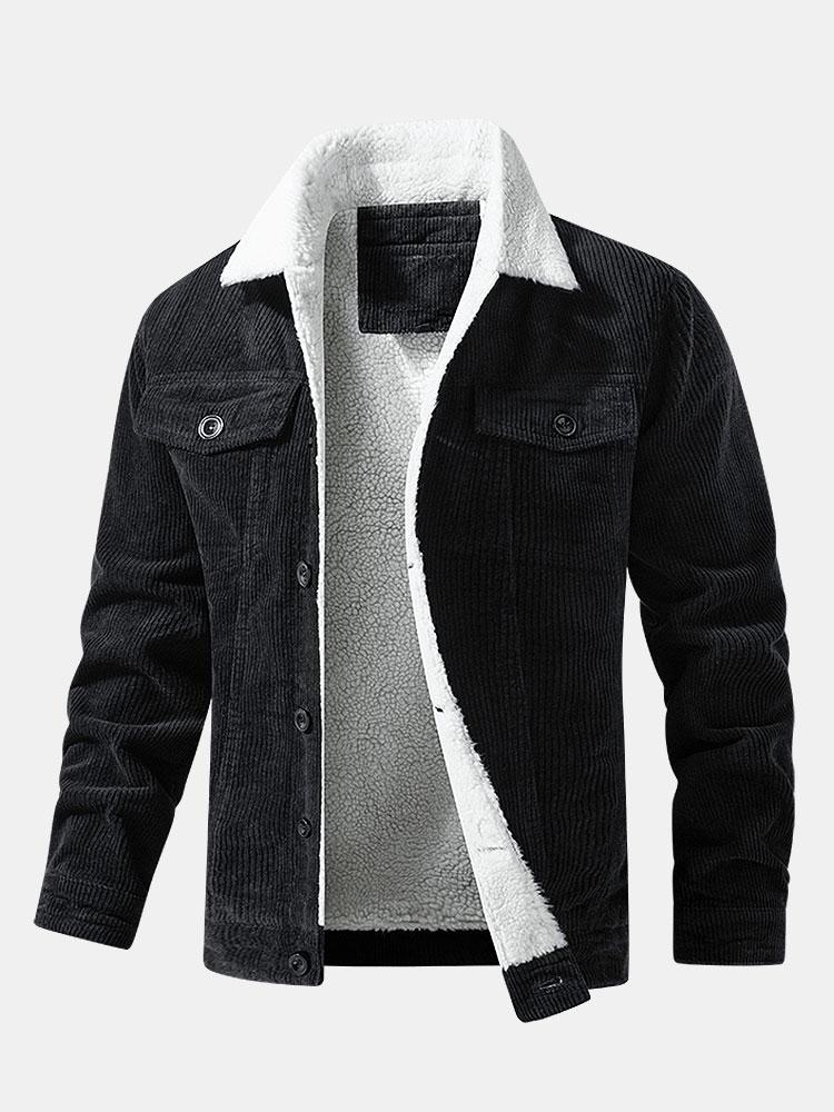 Nathaniel | Men's Teddy-Lined Ribbed Winter Jacket
