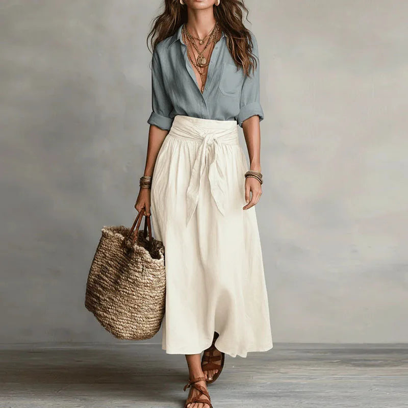Perdita | Women's Tie-Waist Midi Skirt Two-Piece Summer Set