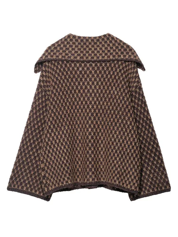 Philippa | Women's Checked Oversized Knit Cardigan Coat