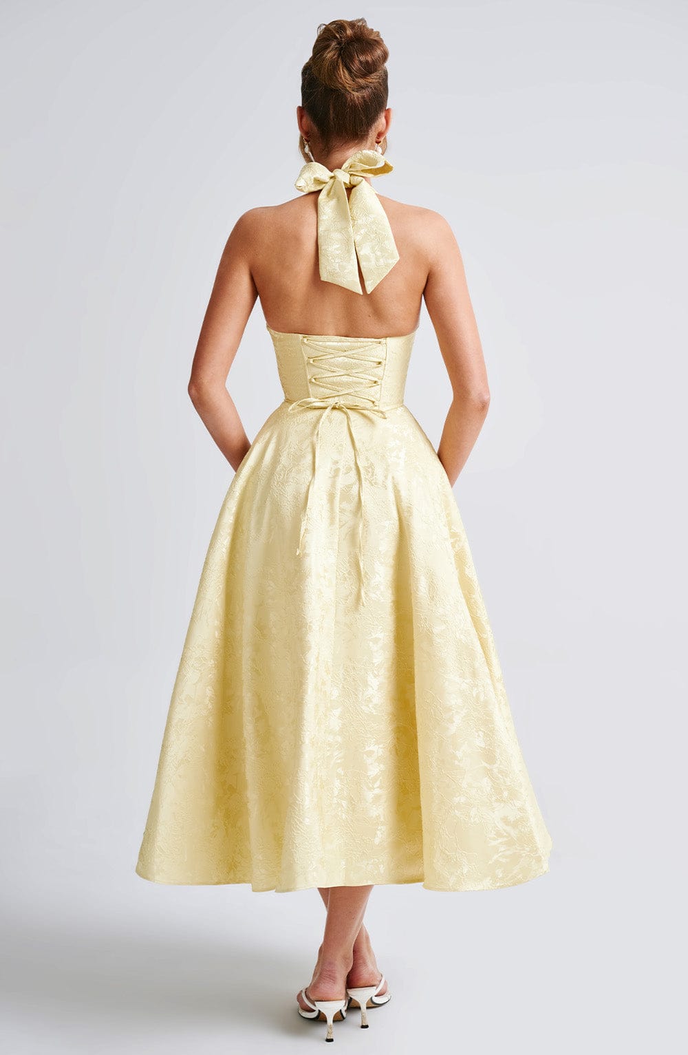 Rosalie | Women's Halter-Neck Midi Wedding Guest Dress