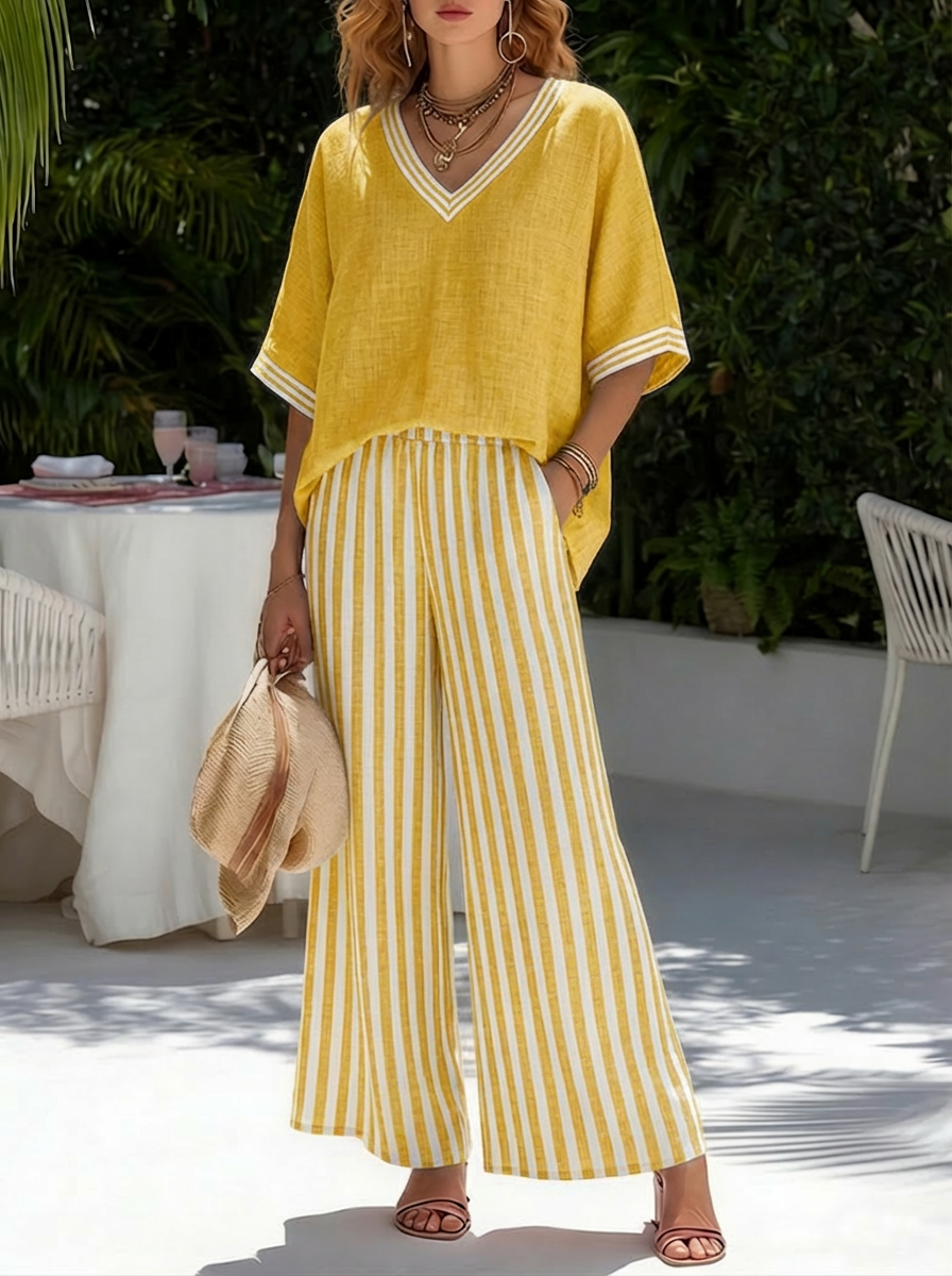 Flora | Women's Striped Two-Piece Summer Set
