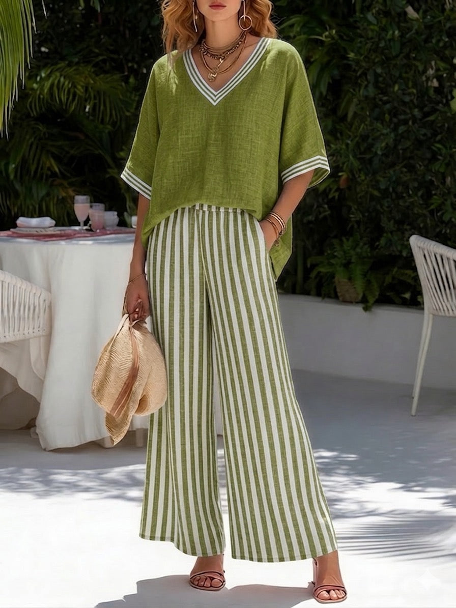 Flora | Women's Striped Two-Piece Summer Set