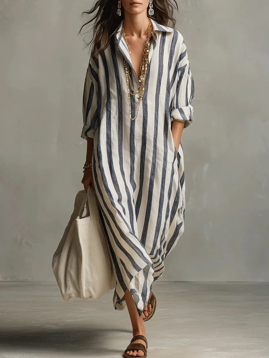 Araminta | Women's Striped Long Sleeve Maxi Summer Dress