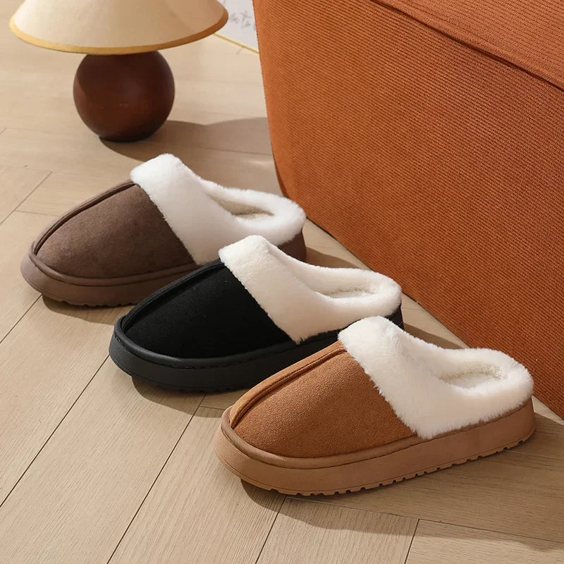 Unisex Plush Non-Slip Winter Slippers