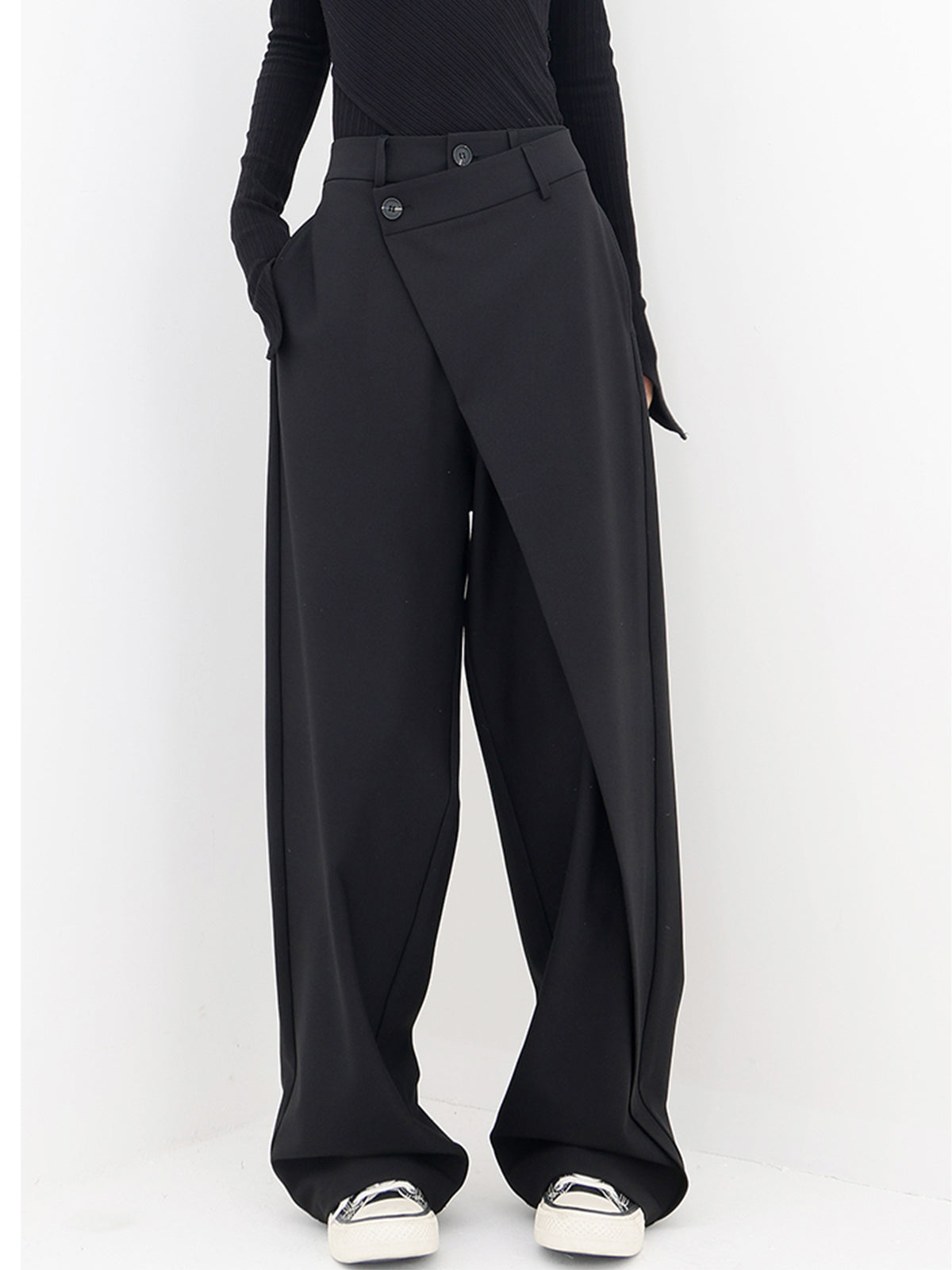 Vera | Women's Asymmetric Button Wide-Leg Trousers