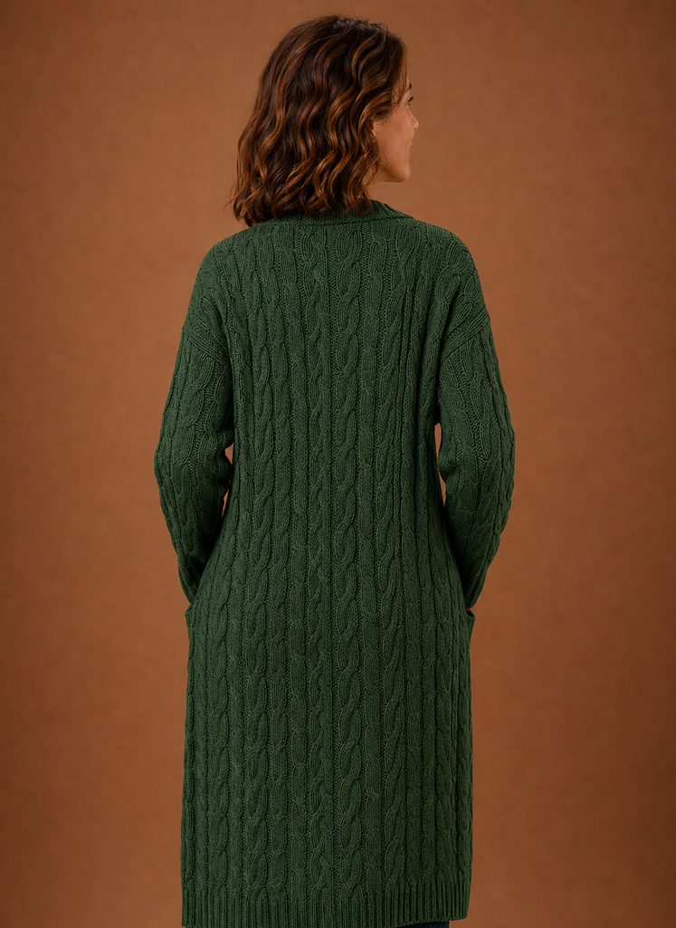 Winifred | Women's Hooded Longline Cable Cardigan