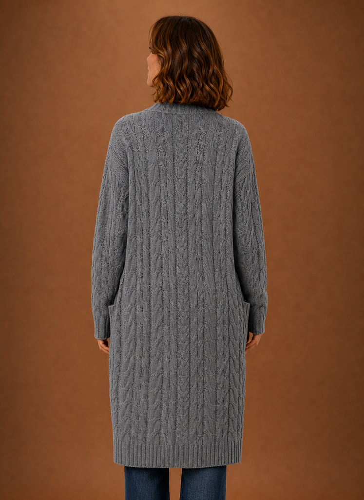 Winifred | Women's Hooded Longline Cable Cardigan