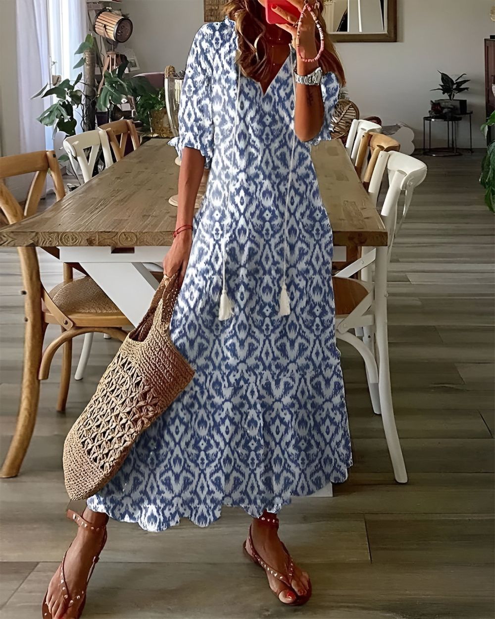 Esme | Women's Boho Tassel Beach Cover-Up Maxi Dress