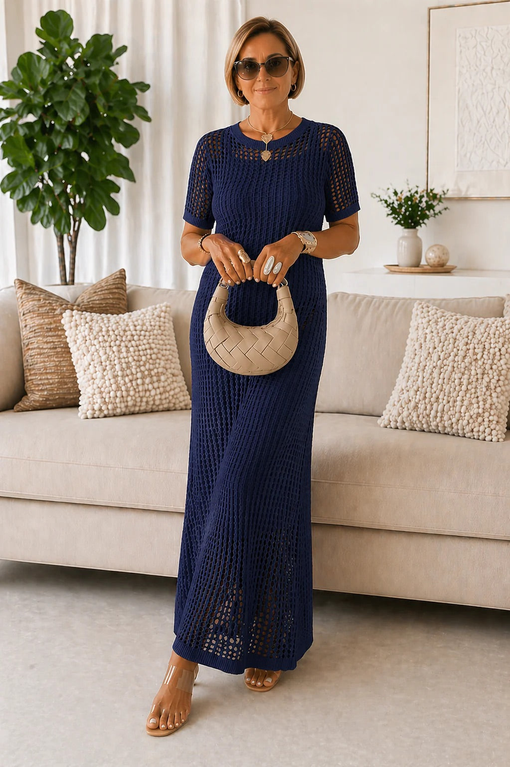 Flora | Women's Crochet Cut-Out Maxi Dress
