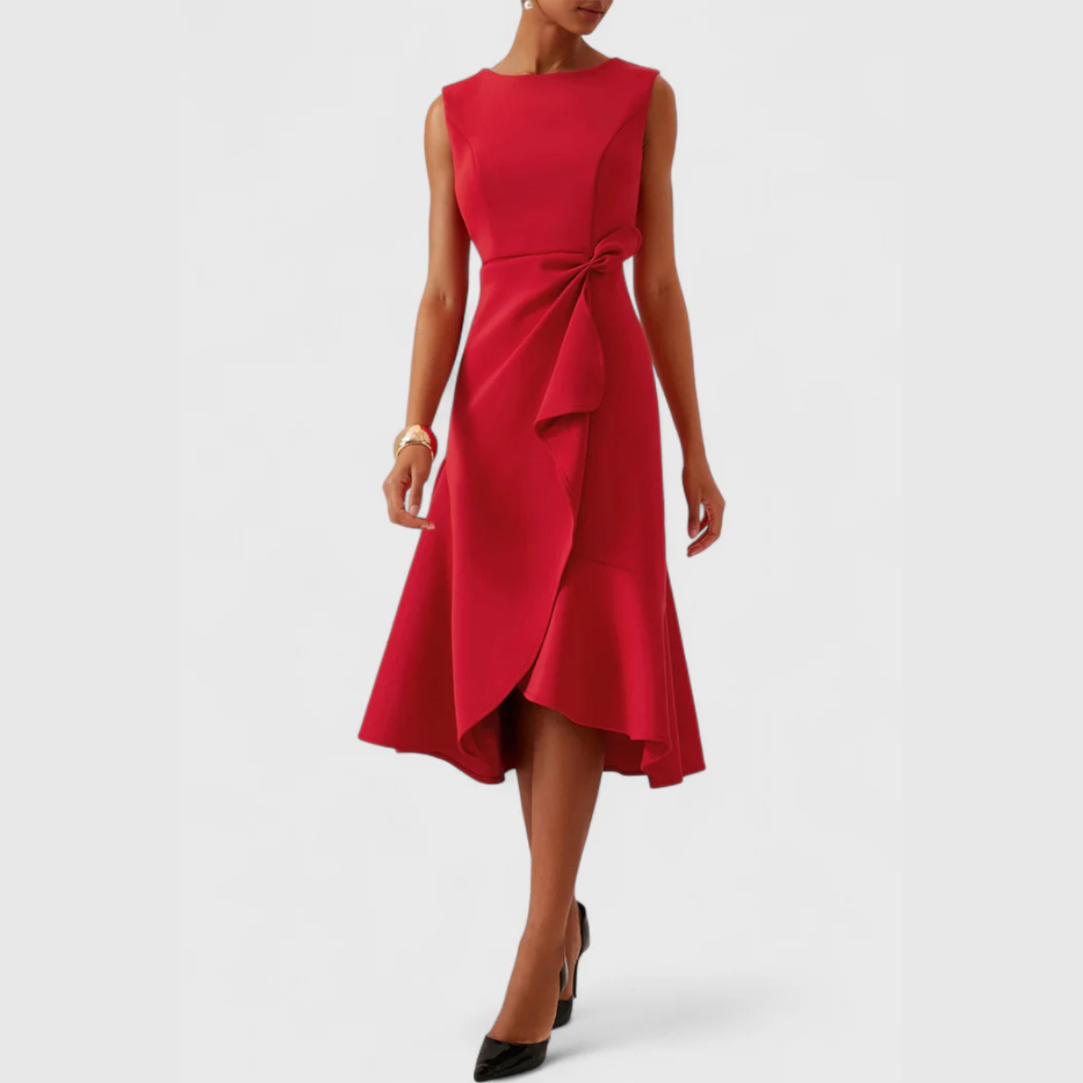 Beatrice | Women's Draped Asymmetric Midi Dress