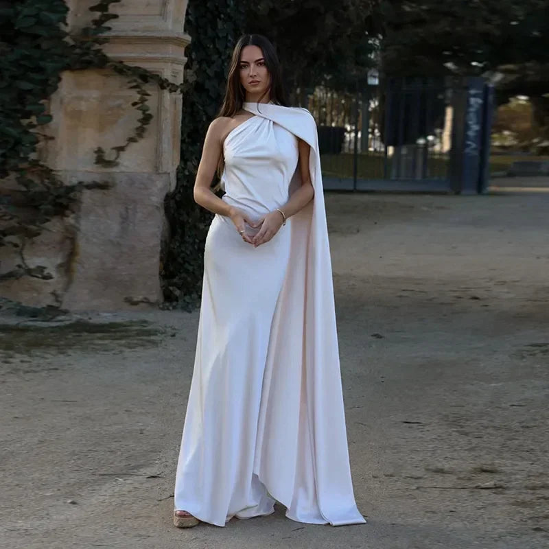 Vivienne | Women's Draped One-Shoulder Maxi Dress
