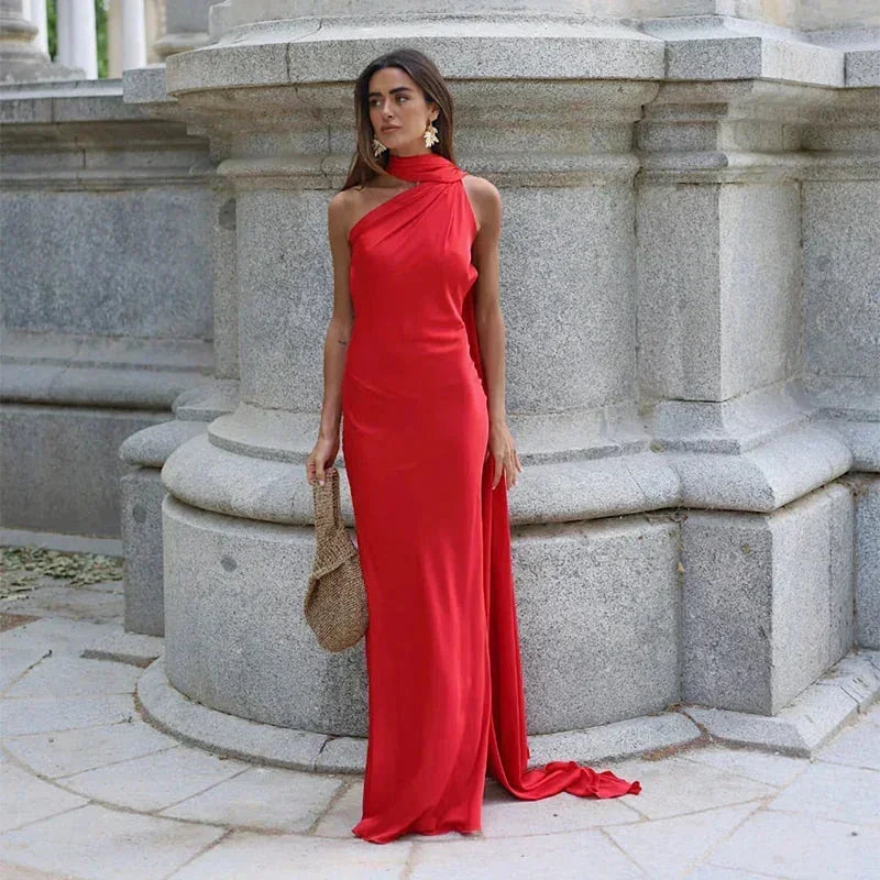 Vivienne | Women's Draped One-Shoulder Maxi Dress