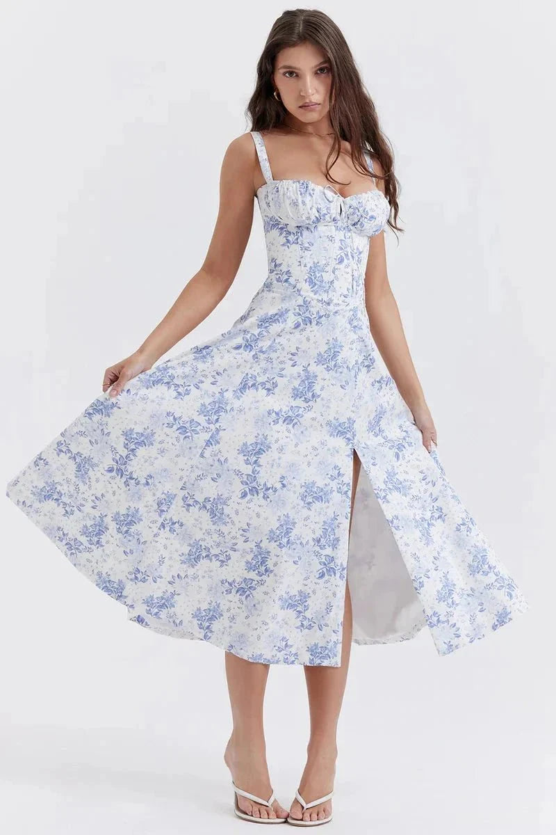 Mirabel | Women's Floral Corset Midi Summer Dress