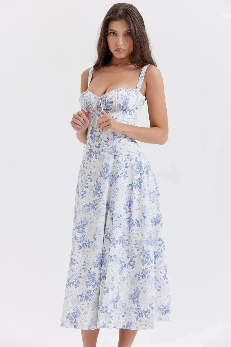 Mirabel | Women's Floral Corset Midi Summer Dress
