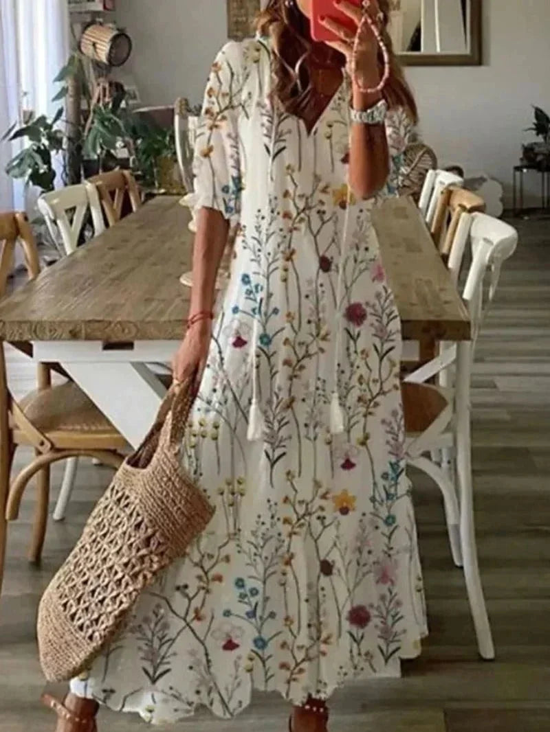 Odette | Women's Floral V-Neck Maxi Summer Dress