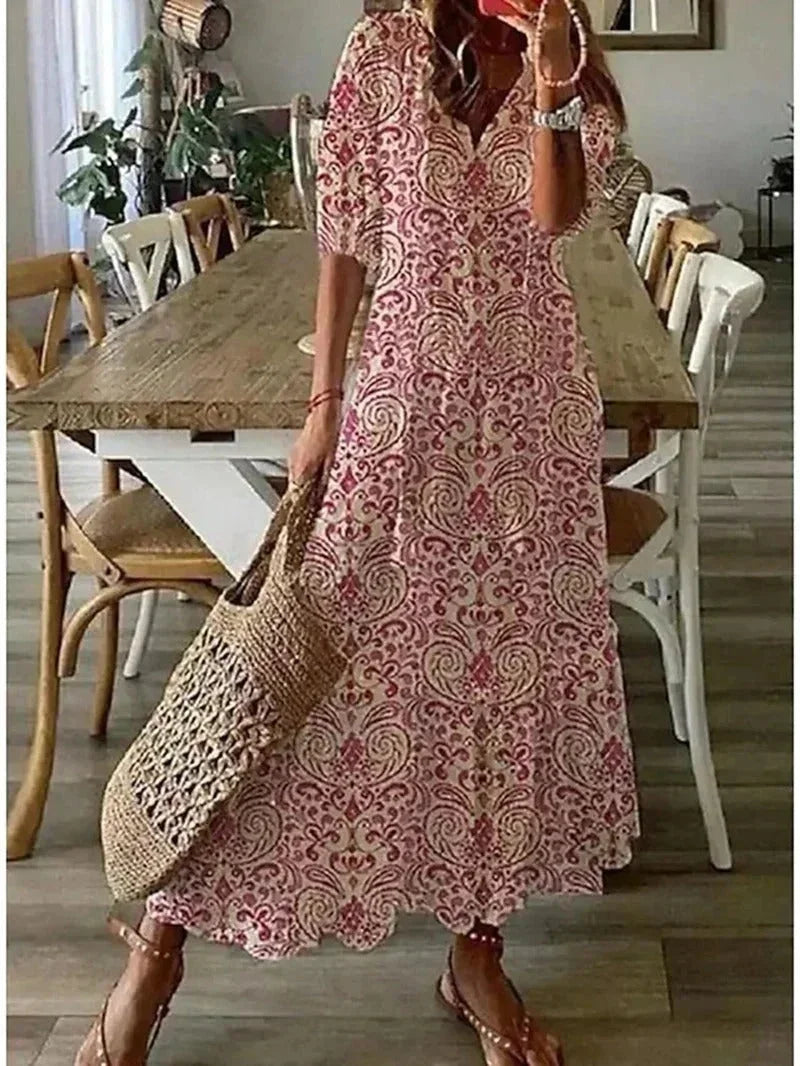 Odette | Women's Floral V-Neck Maxi Summer Dress