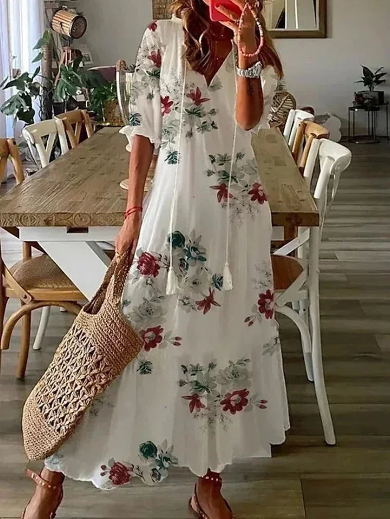 Odette | Women's Floral V-Neck Maxi Summer Dress
