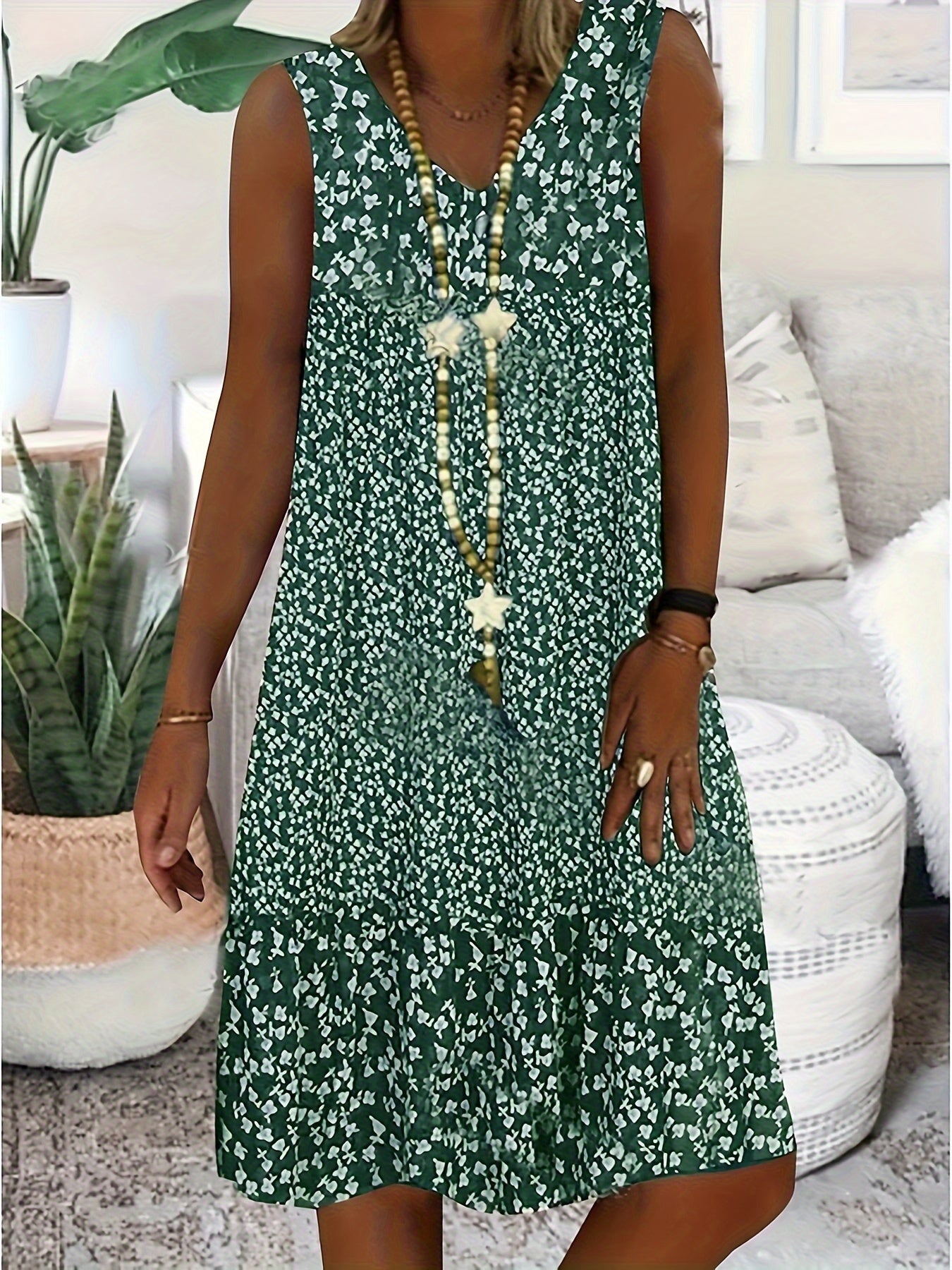 Aveline | Women's Floral V-Neck Sleeveless Maxi Summer Dress