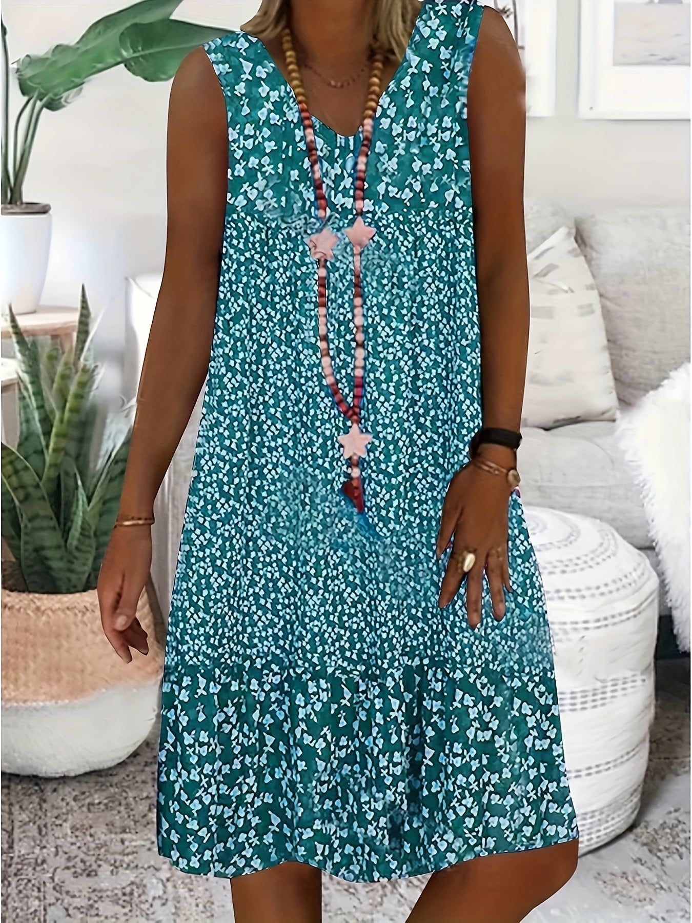 Aveline | Women's Floral V-Neck Sleeveless Maxi Summer Dress