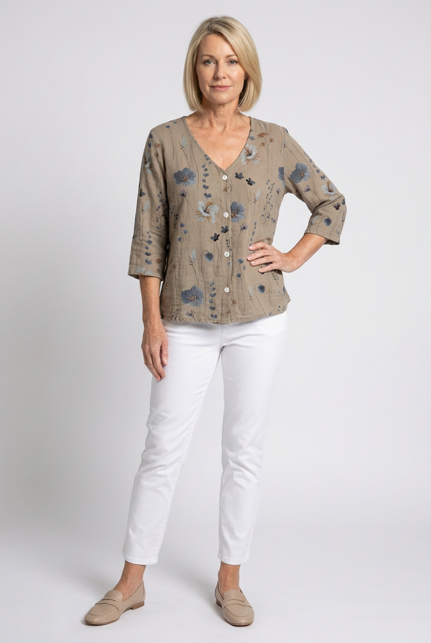 Iris | Women's Floral V-Neck Summer Blouse